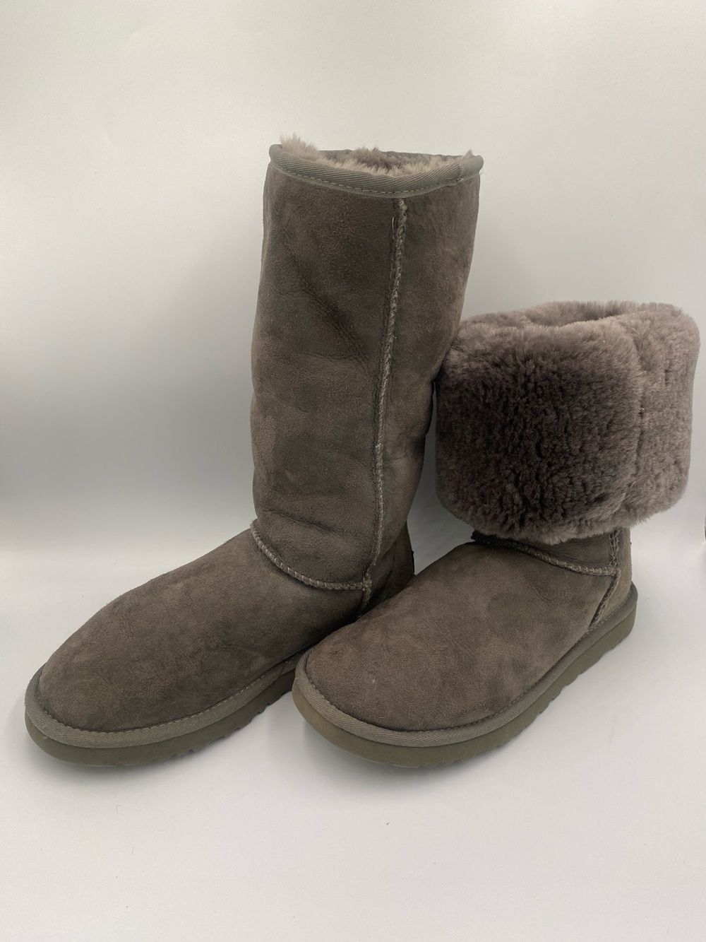 Vintage UGG Australia Classic Tall Suede Boots Grey Size 8 (Read Desc) - Picture 3 of 12